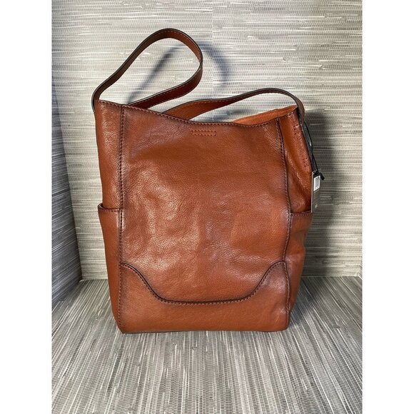 Frye Womens Db323 Shoulder Bag Brown Leather Snap Phone Pocket M New - Picture 2 of 12